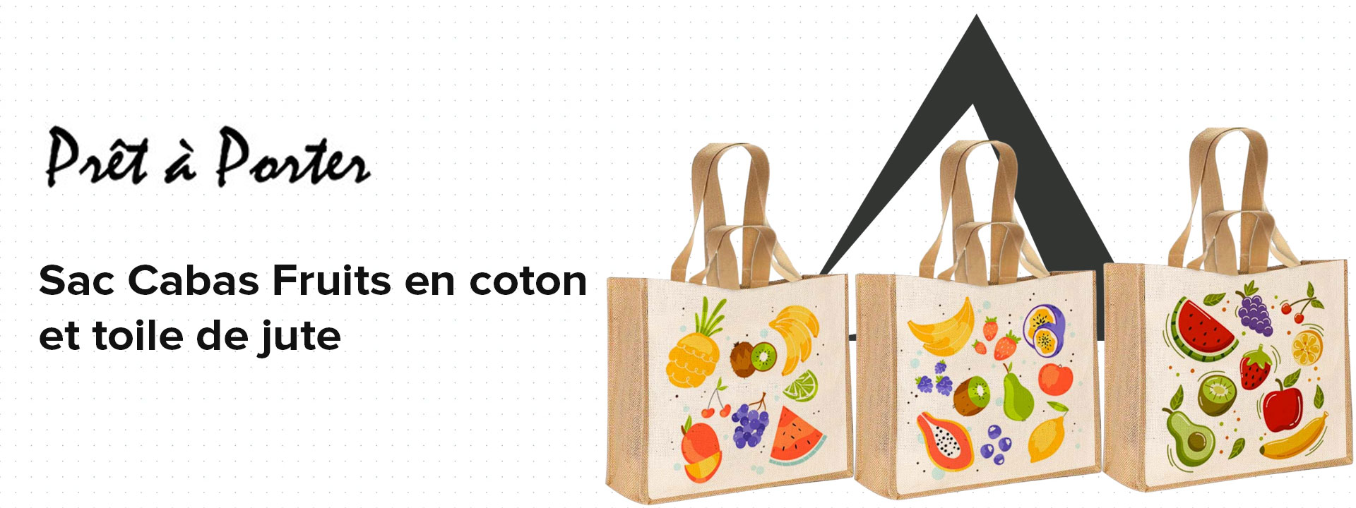 Sac Cabas Fruits en coton et toile de jute