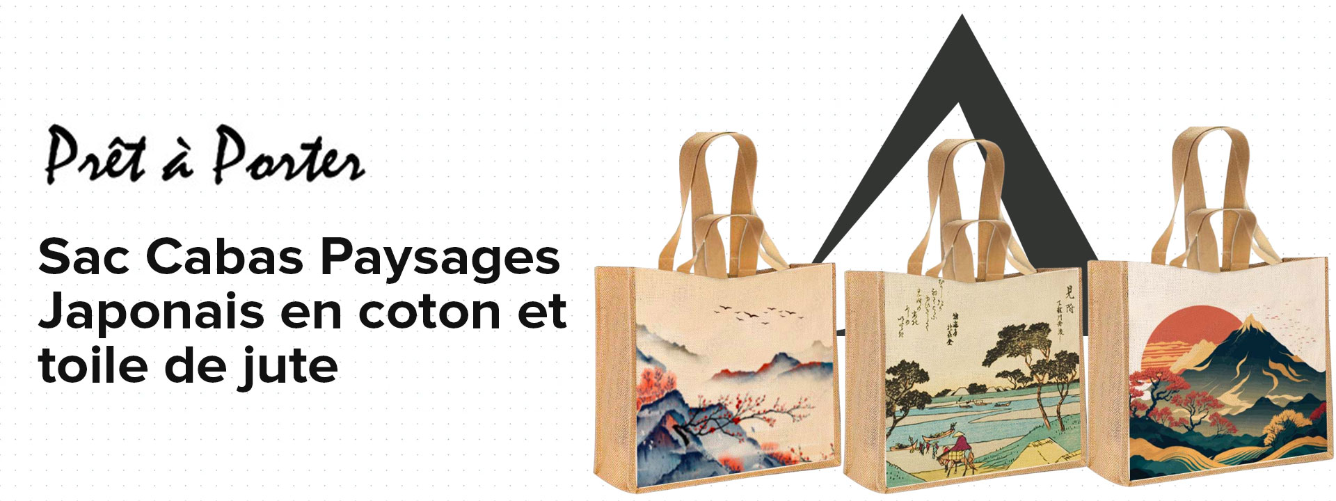 Sac Cabas Paysages Japonais en coton et toile de jute