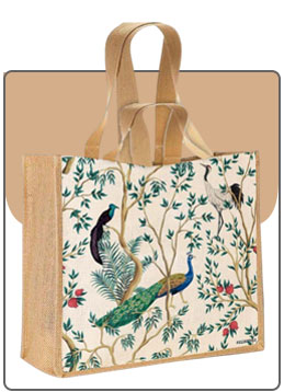 Sac Cabas Oiseaux en coton et toile de jute