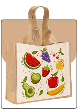 Sac Cabas Fruits en coton et toile de jute