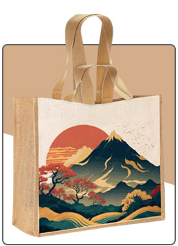 Sac Cabas Paysages Japonais en coton et toile de jute