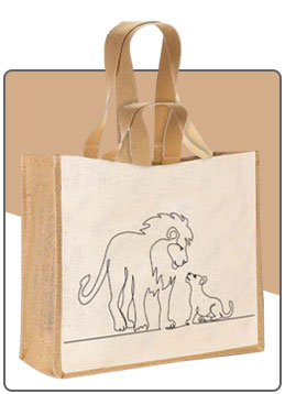 Sac Cabas Animaux en coton et toile de jute