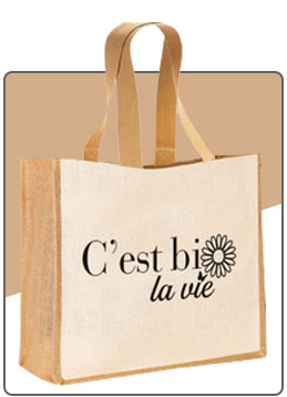 Sac Beige Phrases en toile de jute