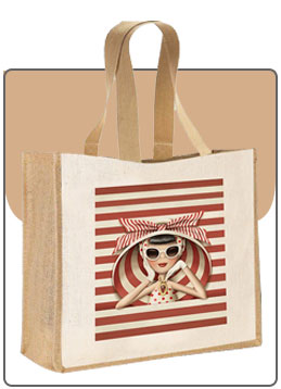 Sac Cabas Junior Pin Up en coton et toile de jute ©