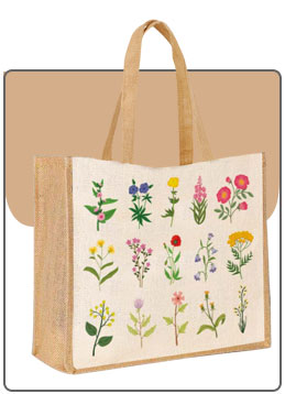 Sac Cabas Junior Fleurs en coton et toile de jute