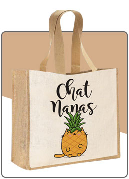 Sac Cabas Junior Chats en coton et toile de jute ©