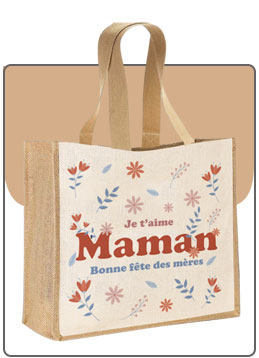 Sac Cabas Junior Fête des Mères en coton et toile de jute