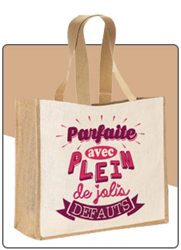 Sac Cabas Junior Phrases en coton et toile de jute ©